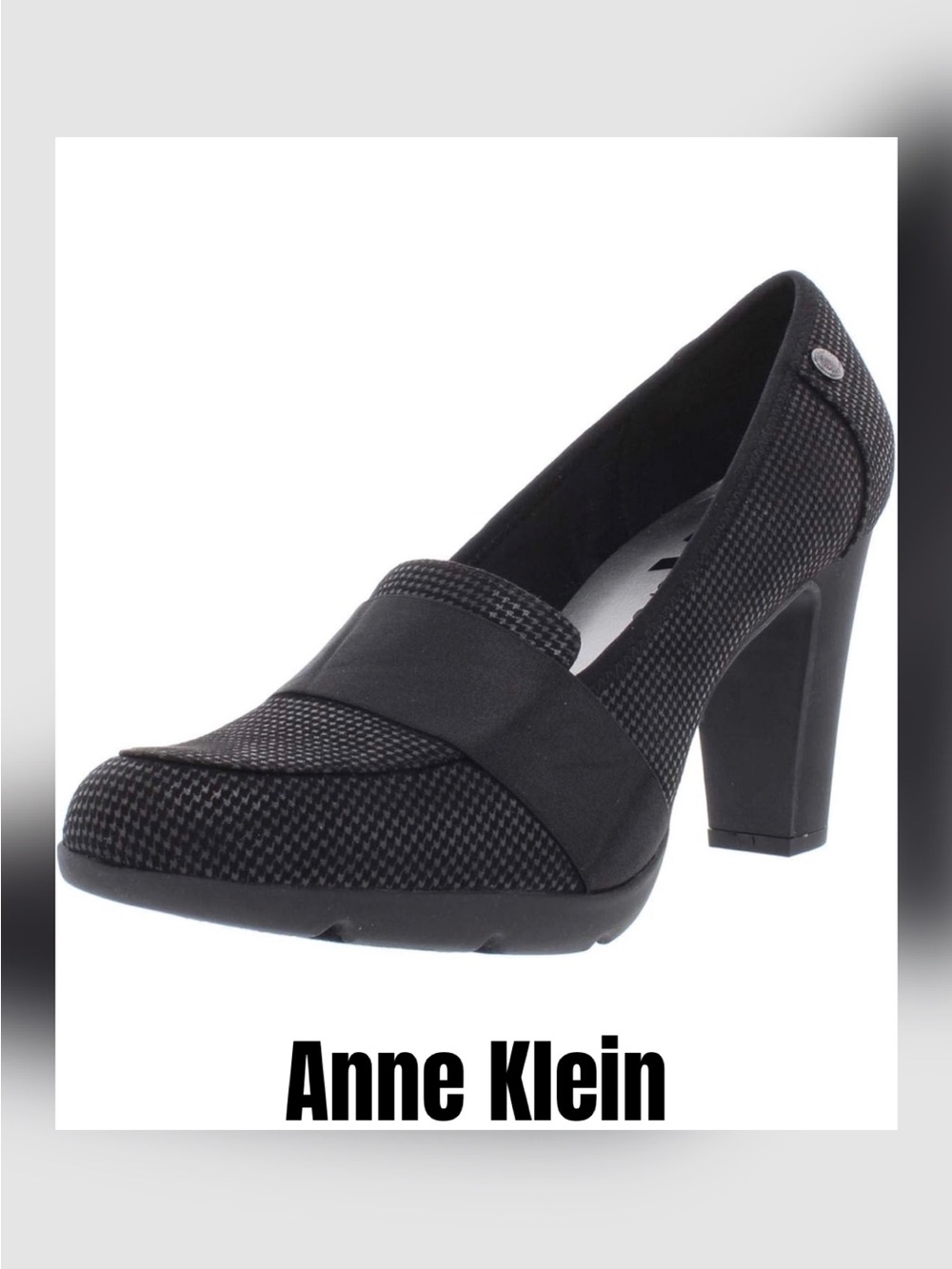 Anne Klein Black Textured High Heel Pump
